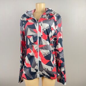 Adidas Own The Run Windbreaker Mens M Geometric Camo Hooded Jacket Gorpcore